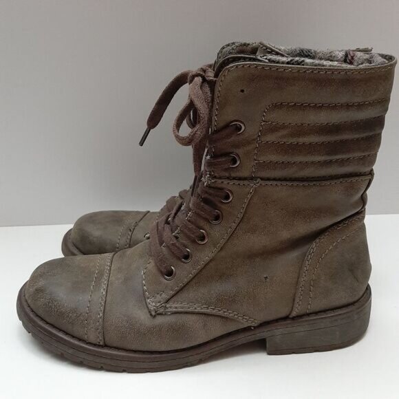 ROXY Riley Lace-Up Fold Over Combat Ankle Flat Casual Boots Grey Green Sz 7.5 - Picture 8 of 16
